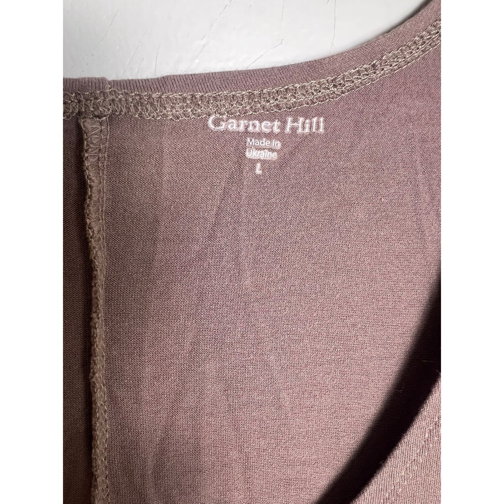 Garnet Hill Wm Mauve Viscose Spandex 3/4 Sleeve Knit Scoop Neck Dress L 41237 - Picture 2 of 5